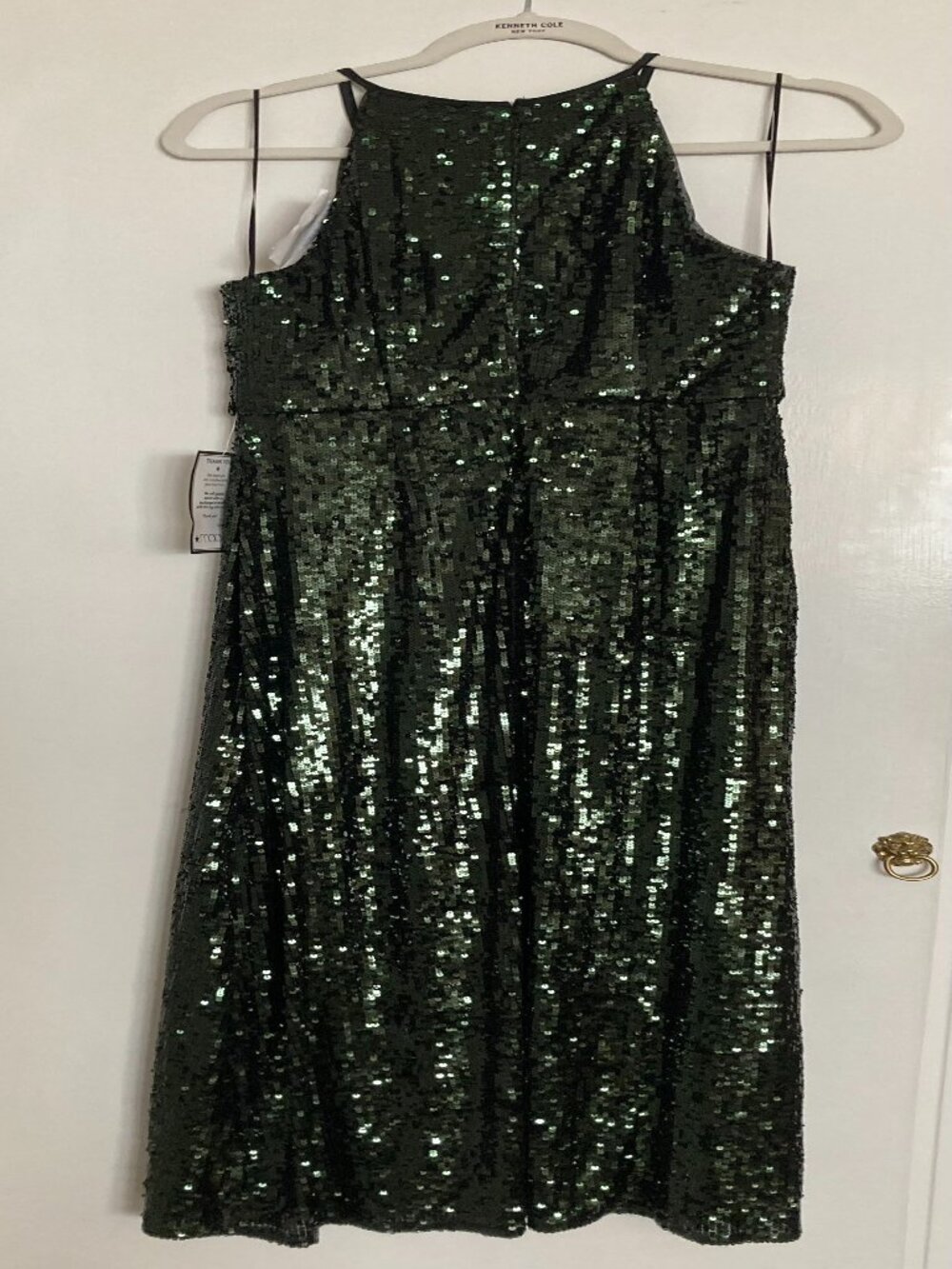 Alex Evenings Emerald Green sequined halter long evening dress size 10